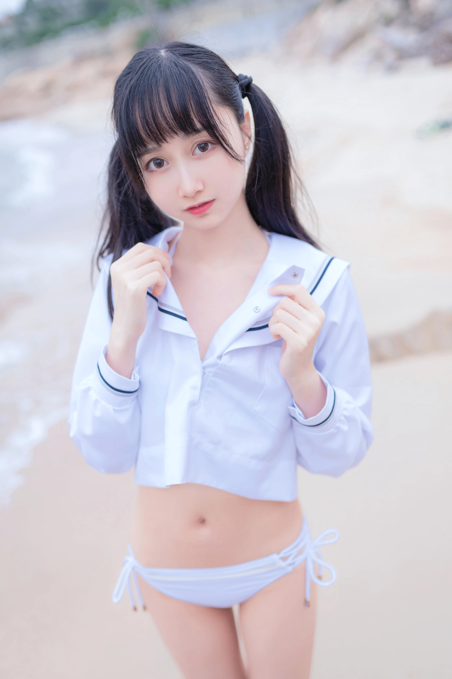 木绵绵OwO - NO.37 海边白色比基尼 1